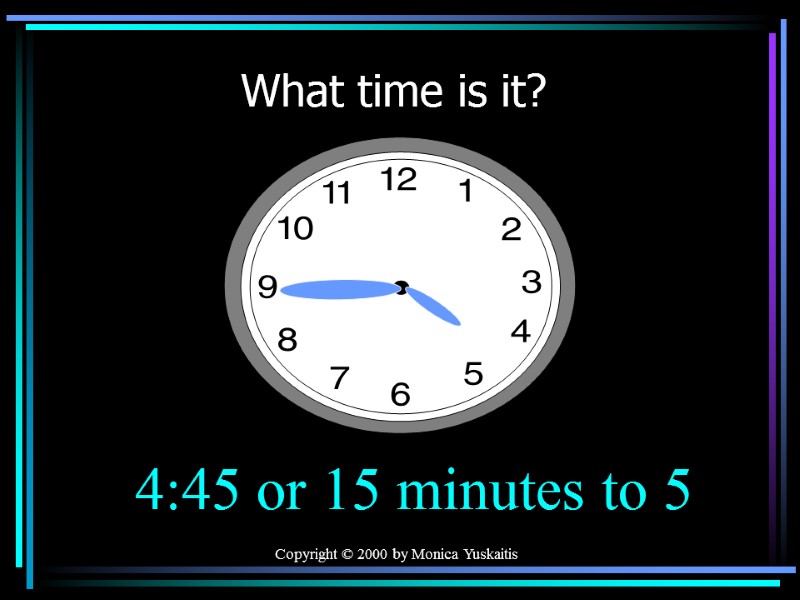 Copyright © 2000 by Monica Yuskaitis What time is it? 4:45 or 15 minutes